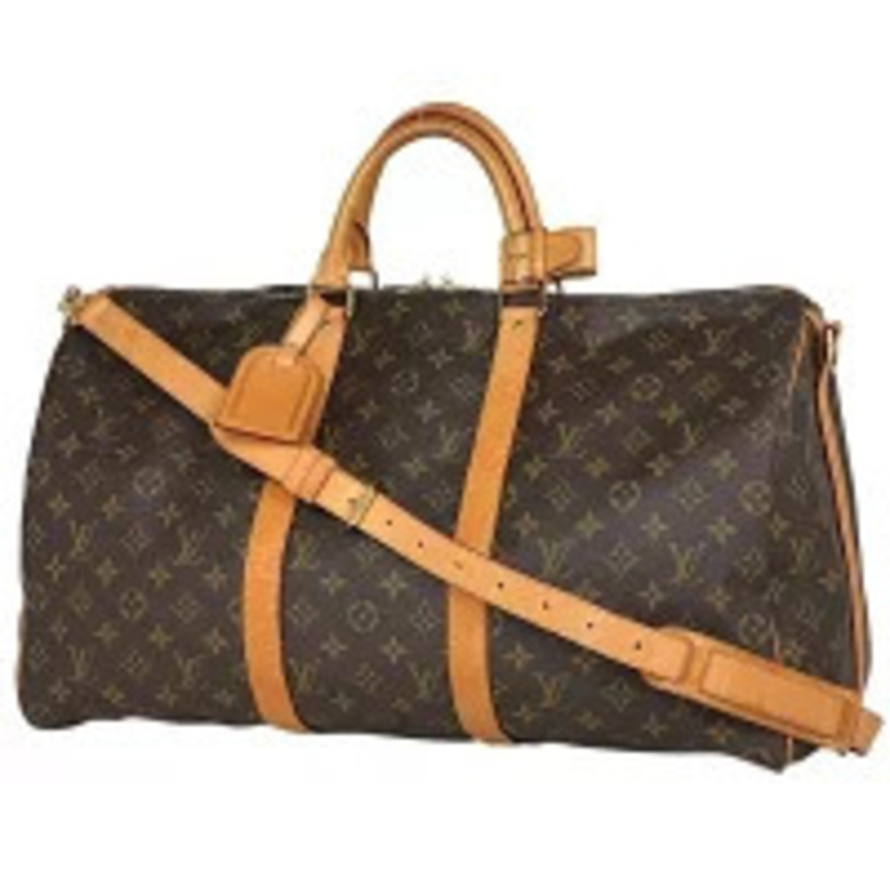 Louis Vuitton Keepall Bandoulire Travel Business Trip Boston Bag Monogram Brown